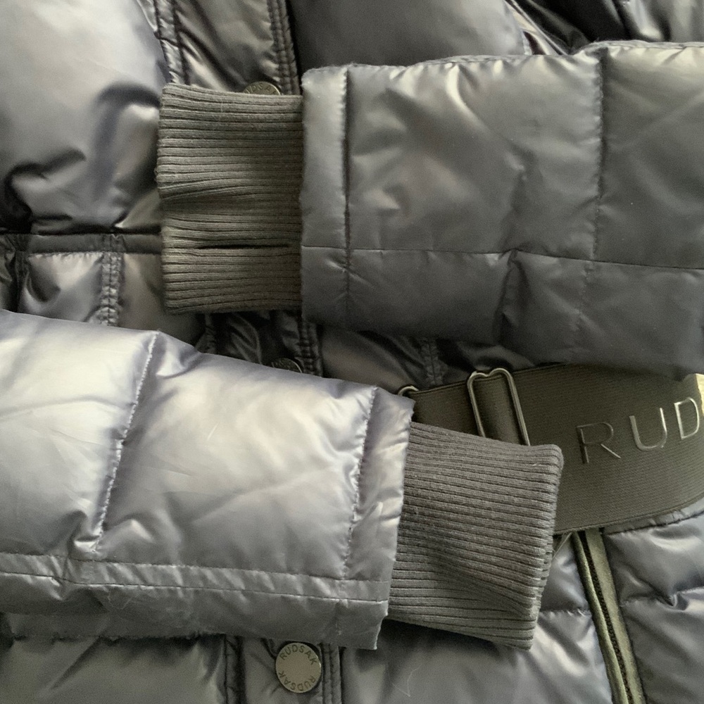 Rudsak Dark Navy long fitted quilted puffer coat size M - Picture 4 of 13